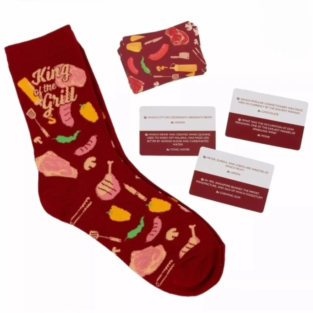 NWT Professor Puzzle Men's Foodie Socks & Trivia Card Set